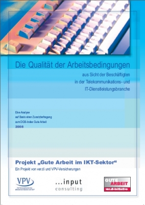 Buchcover der Broschüre Die Qualität der Arbeitsbedingungen aus Sicht der Beschäftigten in der TK- und IT-Dienstleistungsbranche